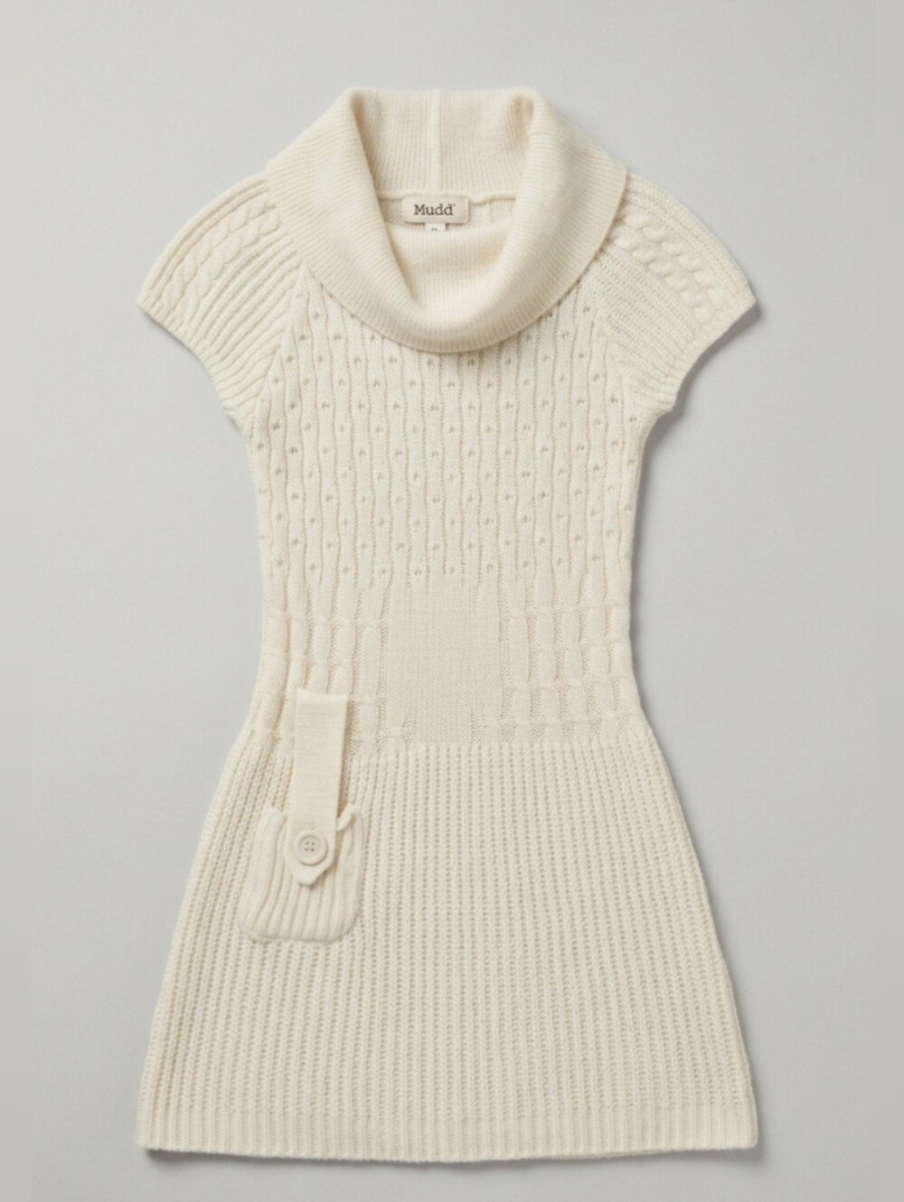 Mudd Women's Cream Cable-Knit Turtleneck Sweater Dress XS